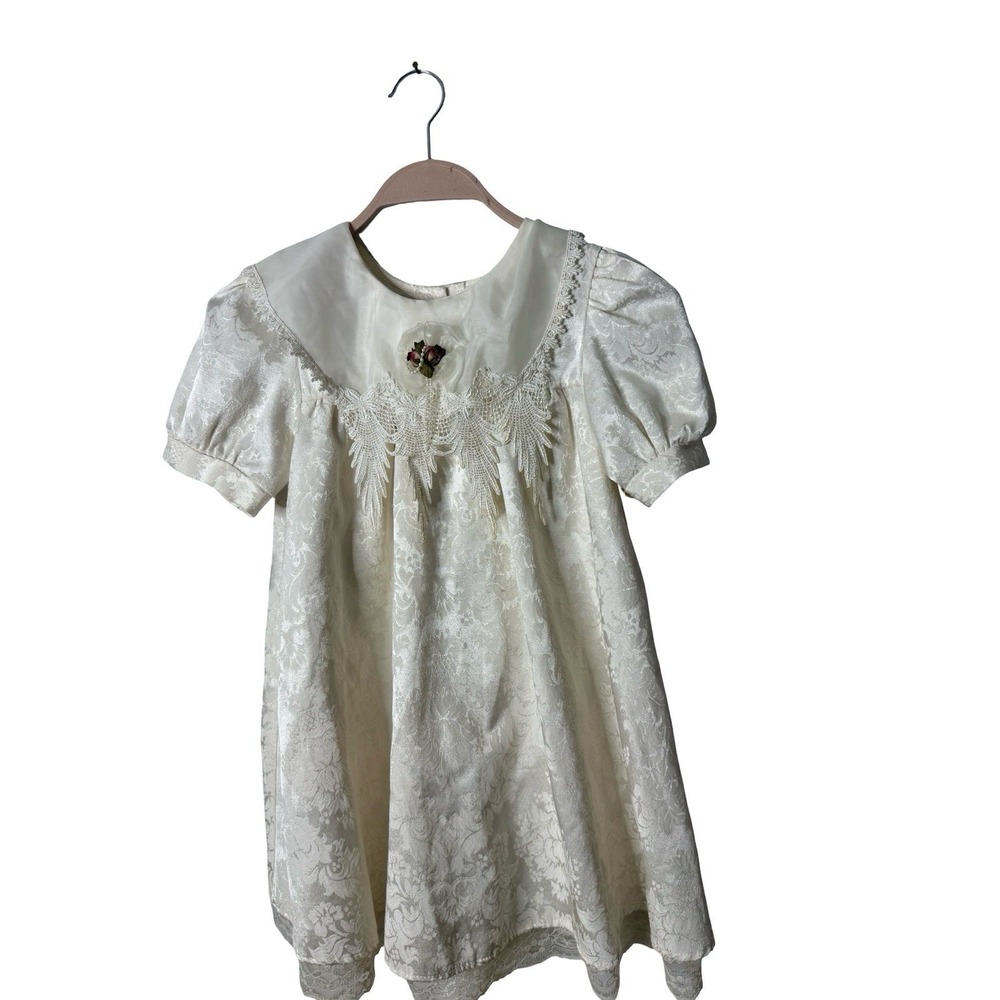 Vintage Rose Cottage Girl's Size 8 Medium M lace Victorian girls